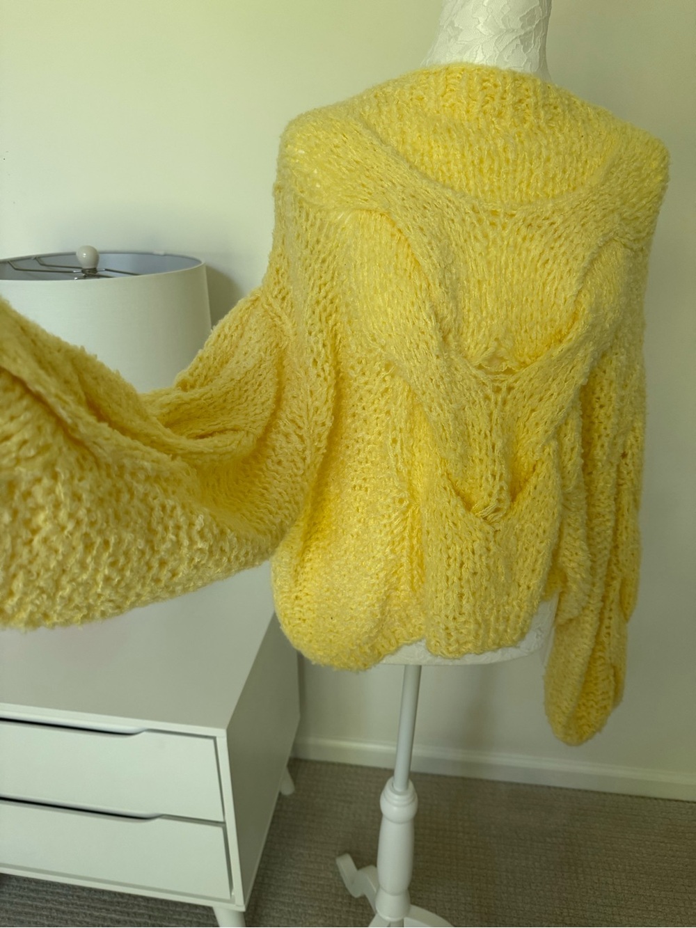 NWT Rumored Butter Yellow Hand knit Women's oversized Sweater